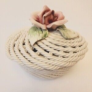 Vintage Weave Capodimonte Rope Basket/ Trinket Dish